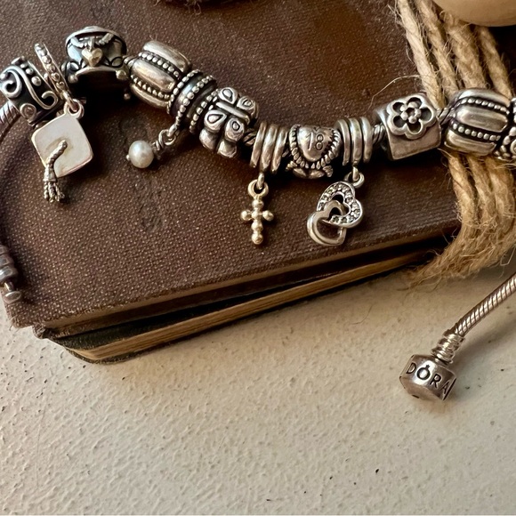 Authentic Pandora Bracelet with 12 Charms - Picture 3 of 6